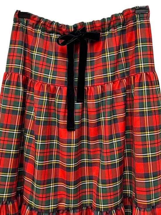 J. CREW Plaid Maxi Skirt Medium Red Plaid Ruffle Tiers Wool Blend Holiday NWT - Picture 7 of 12